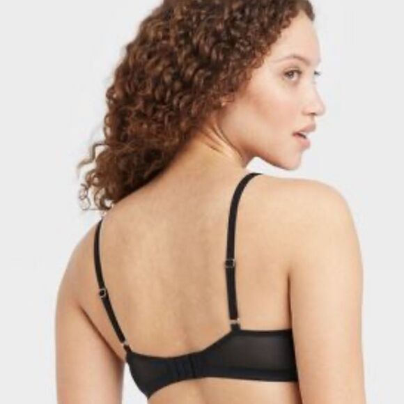 NWT Auden Sheer Mesh Unlined Demi Coverage Underwire Bra 34D Black - Picture 2 of 11